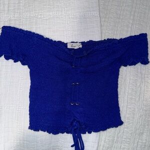 Love Tree Cobalt Blue Lace-Up Crop Top